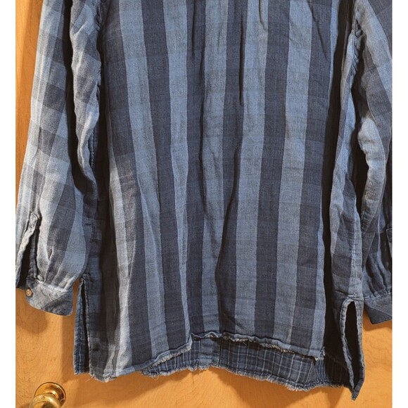 J. Jill Plus 2X Raw Hem 90s Y2K Button Up Plaid Soft Relaxed Shoulder Side Slits - Picture 3 of 11